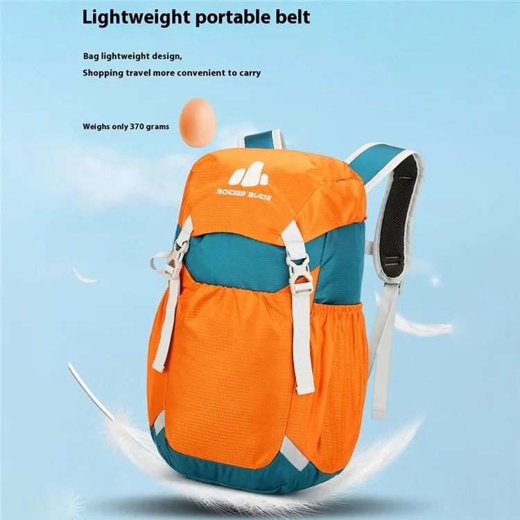SOLDIER BLADE 2451 Lightweight Nylon Travel Backpack Foldable Waterproof Hiking Camping Daypack - Dark Green+Orange
