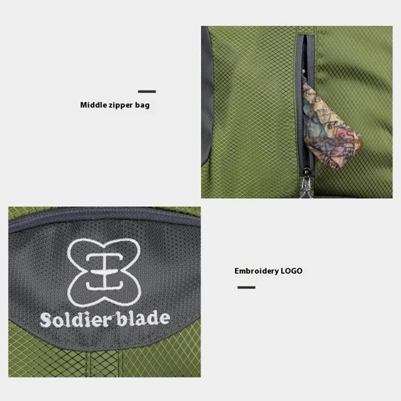 SOLDIER BLADE 064 Outdoor Sports Waterproof Backpack Large Capacity Nylon Foldable Travel Daypack - Army Green