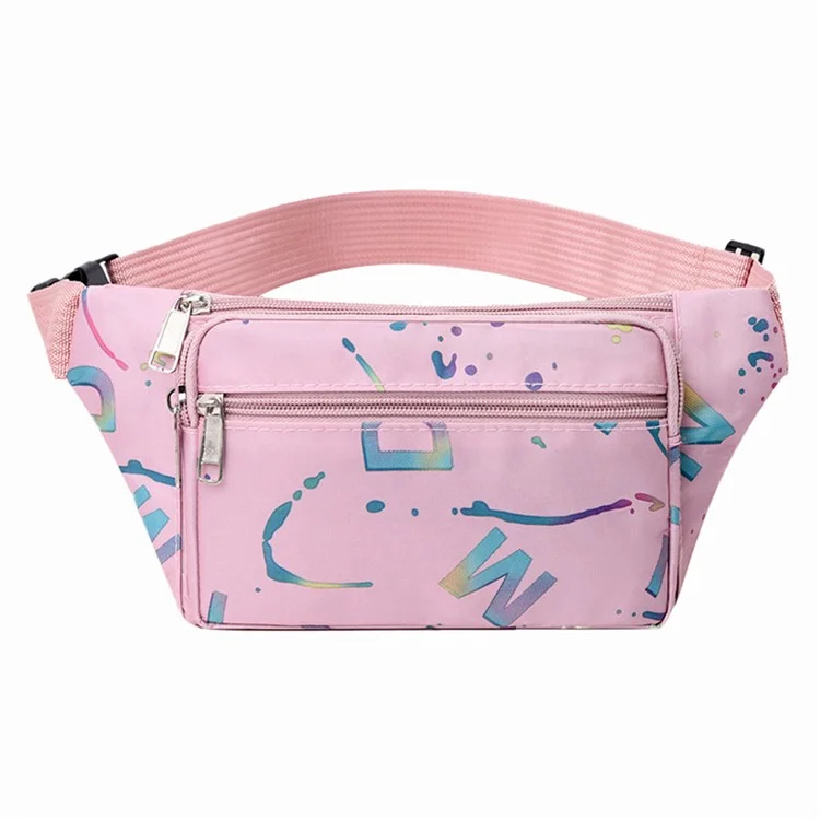Riñonera para Mujer con Soporte para Teléfono, Bandolera de Tela Oxford, Versátil y de Moda - Rosa Claro