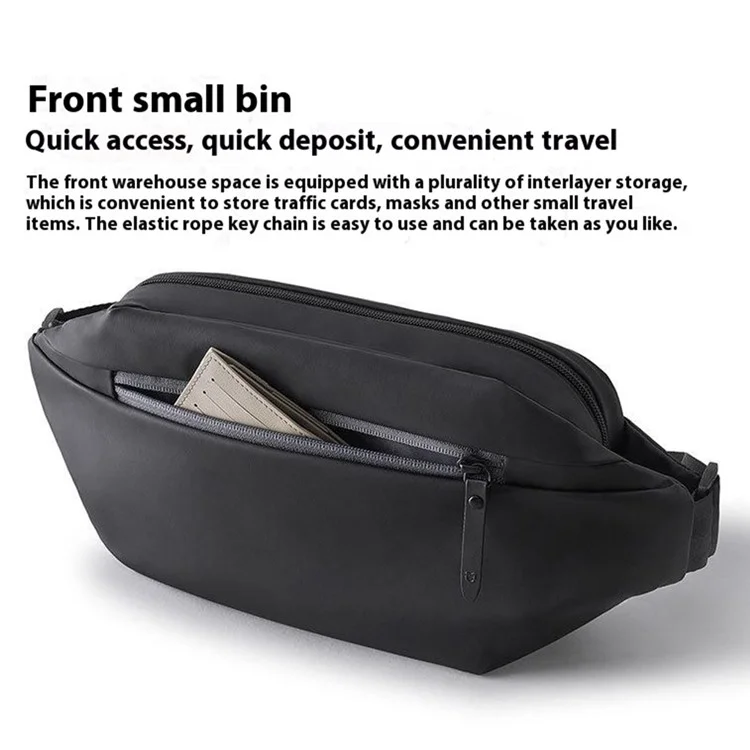 XIAOMI MIJIA Sac de poitrine multifonction pour sport, résistant aux éclaboussures, sacoche bandoulière décontractée - Noir