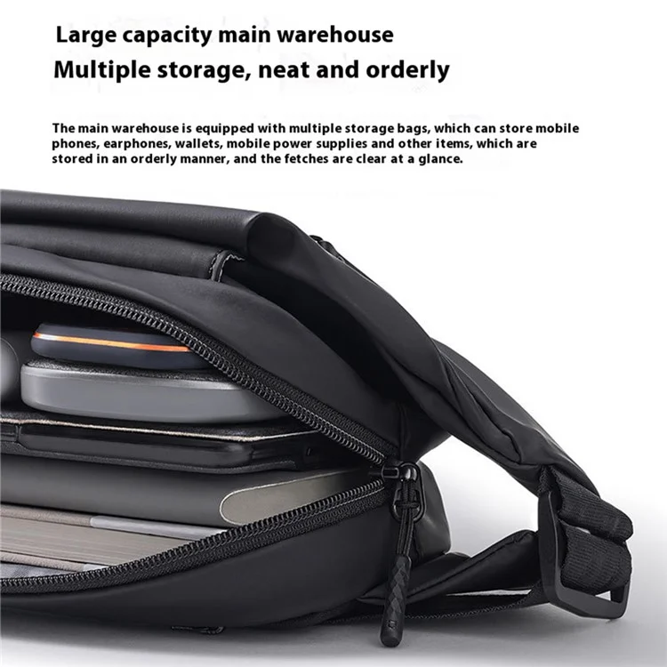 XIAOMI MIJIA Sac de poitrine multifonction pour sport, résistant aux éclaboussures, sacoche bandoulière décontractée - Noir