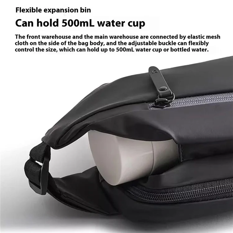 XIAOMI MIJIA Sac de poitrine multifonction pour sport, résistant aux éclaboussures, sacoche bandoulière décontractée - Noir