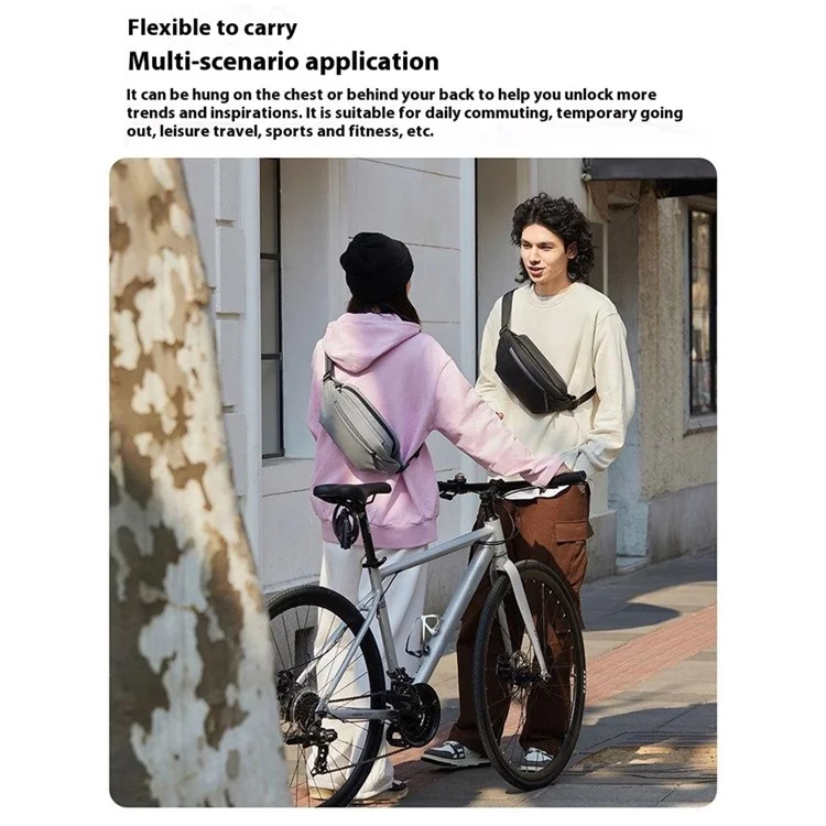 XIAOMI MIJIA Sac de poitrine multifonction pour sport, résistant aux éclaboussures, sacoche bandoulière décontractée - Noir