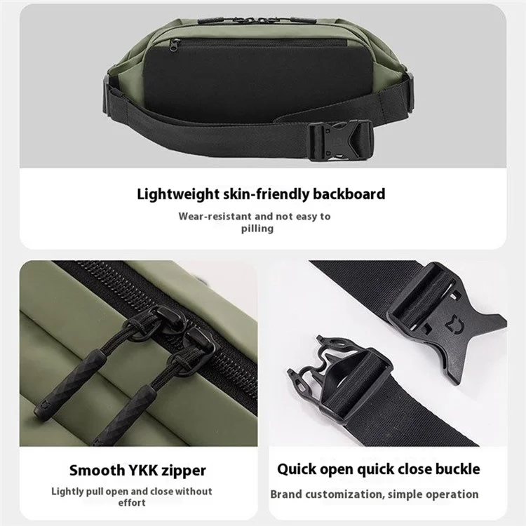 XIAOMI MIJIA Sac de poitrine multifonction pour sport, résistant aux éclaboussures, sacoche bandoulière décontractée - Noir