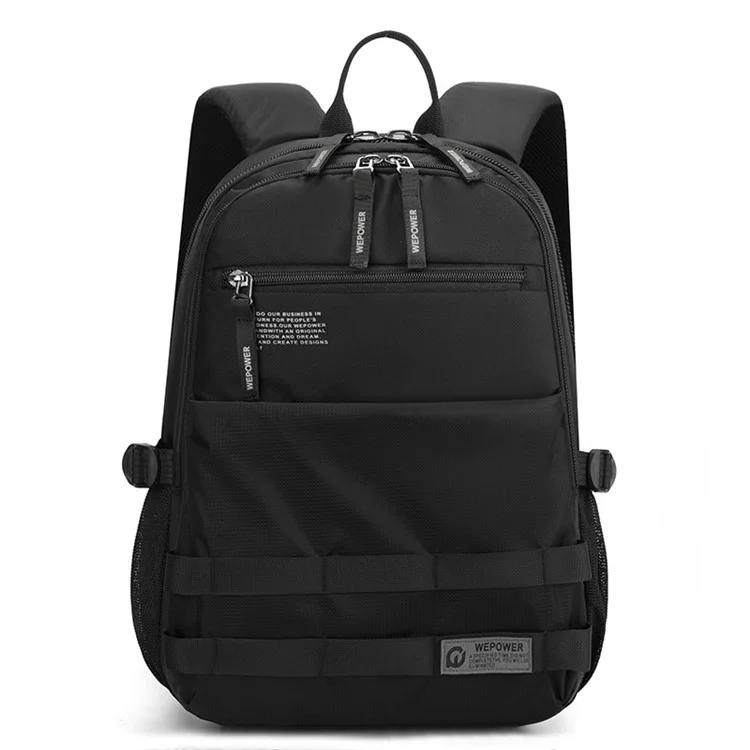 WEPOWER 2329 Zaino Casual Impermeabile in Nylon Traspirante per Uomo per Laptop da 14 Pollici - Nero