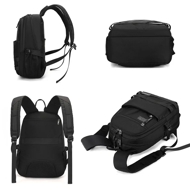 WEPOWER 2329 Zaino Casual Impermeabile in Nylon Traspirante per Uomo per Laptop da 14 Pollici - Nero