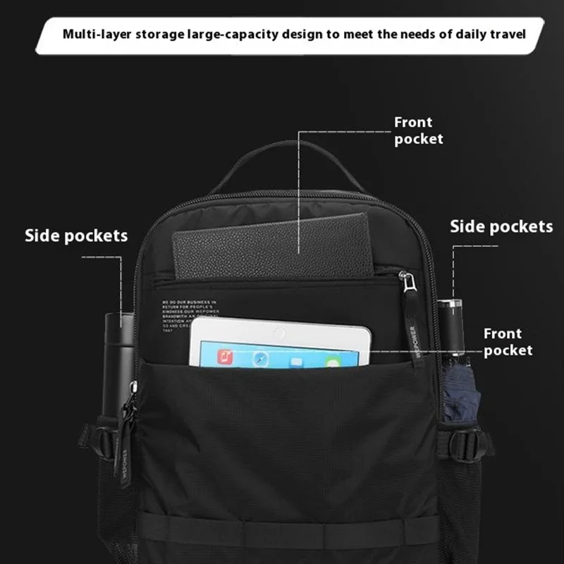 WEPOWER 2330# Business Laptop Backpack Large Capacity Casual Daypack Multifunctional Travel Bag - Black