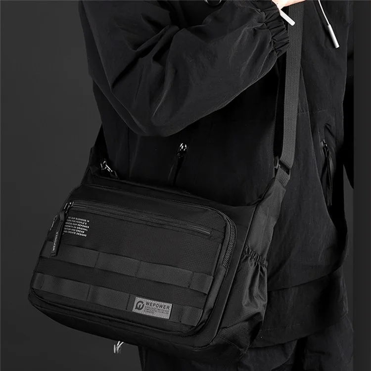 WEPOWER 2323 Men Business Commute Nylon Crossbody Bag Outdoor Casual Travel Shoulder Sling Pack - Black