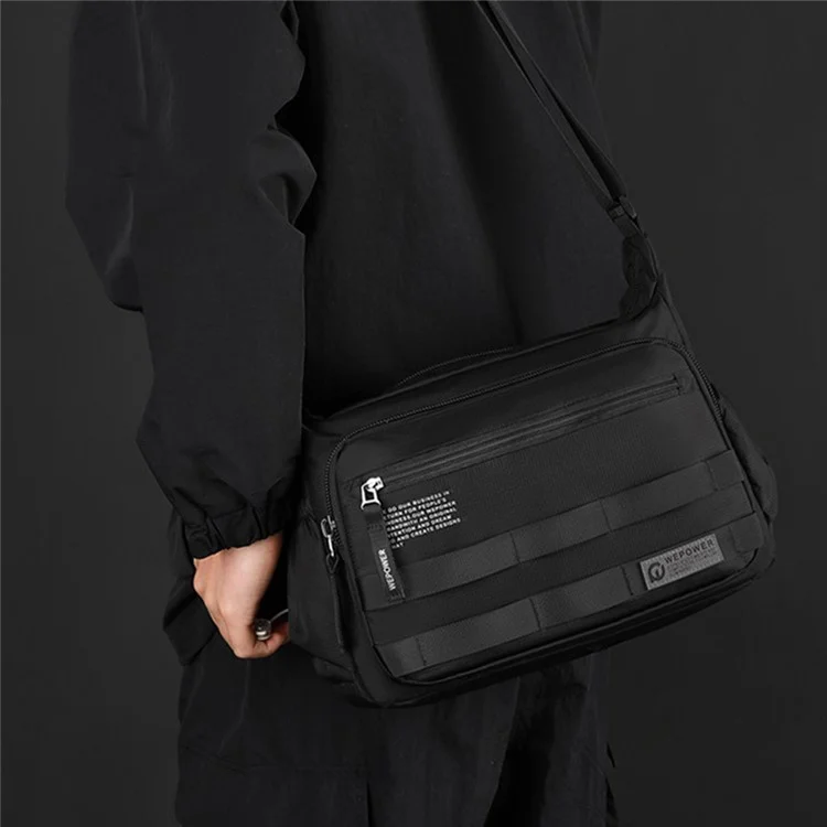 WEPOWER 2323 Men Business Commute Nylon Crossbody Bag Outdoor Casual Travel Shoulder Sling Pack - Black