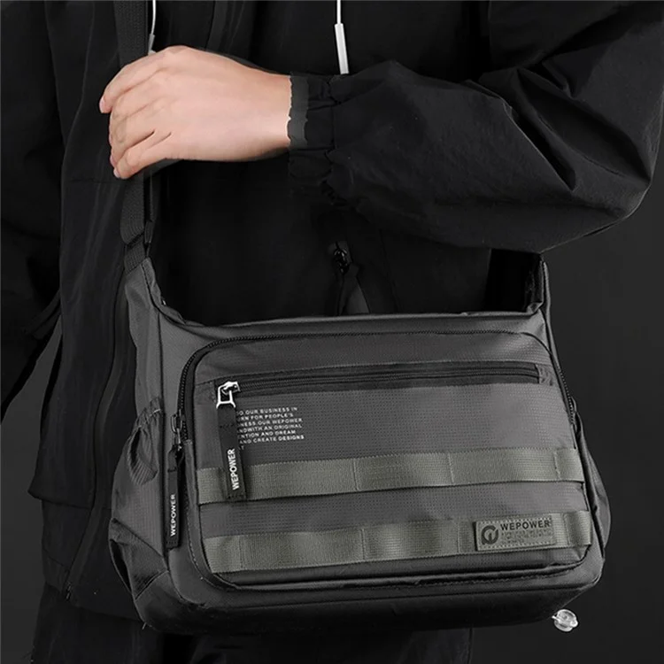WEPOWER 2323 Men Business Commute Nylon Crossbody Bag Outdoor Casual Travel Shoulder Sling Pack - Black