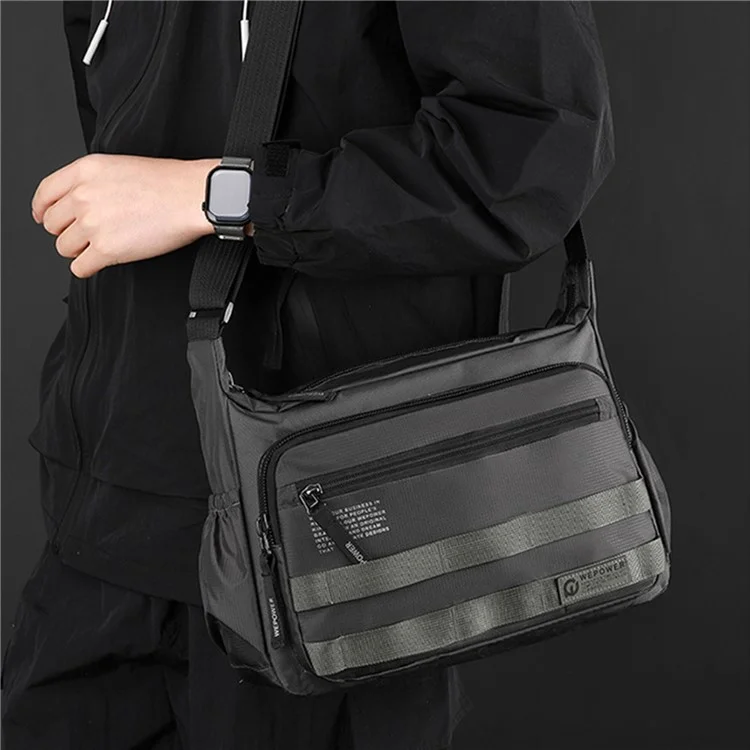 WEPOWER 2323 Men Business Commute Nylon Crossbody Bag Outdoor Casual Travel Shoulder Sling Pack - Black