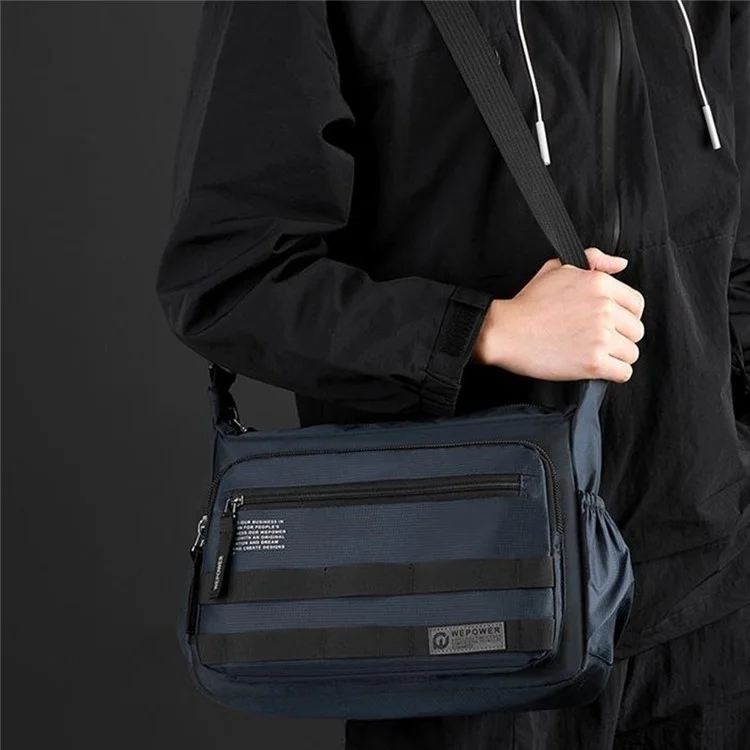 WEPOWER 2323 Men Business Commute Nylon Crossbody Bag Outdoor Casual Travel Shoulder Sling Pack - Black