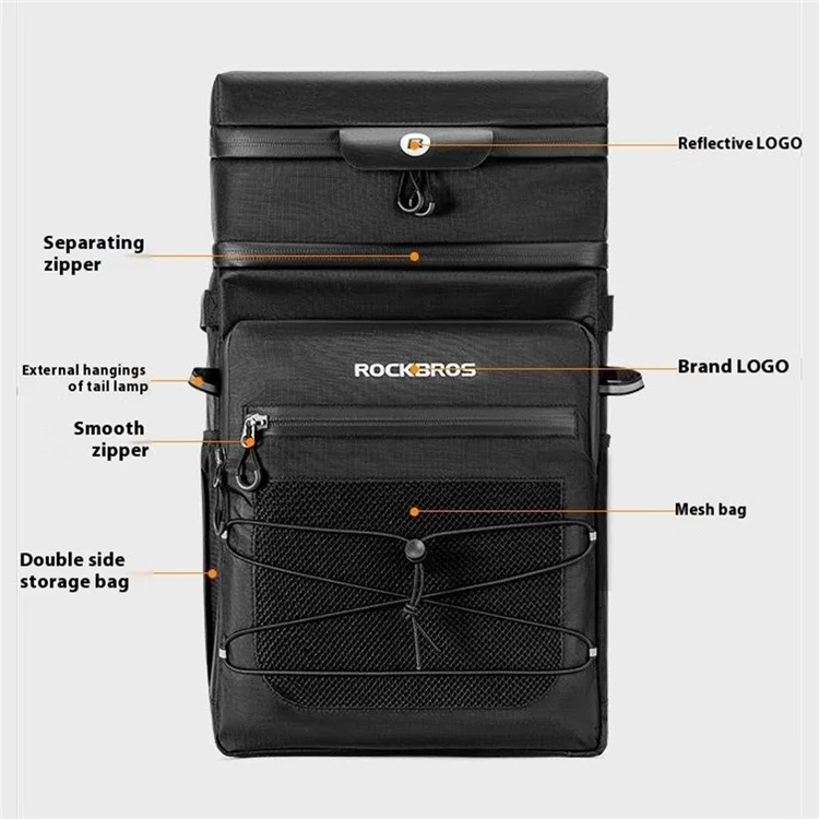 ROCKBROS 3017002101 / H37 Sac à dos de cyclisme multifonctionnel avec compartiments détachables et stockage isolé pour l'extérieur