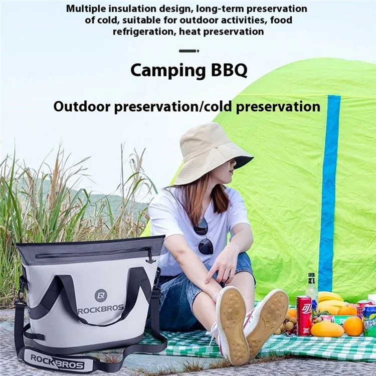 ROCKBROS BX-003 Sac Isotherme Réfrigérant Portable pour Conservation des Aliments - Idéal pour Camping, Pêche, Maison et Voiture - Gris