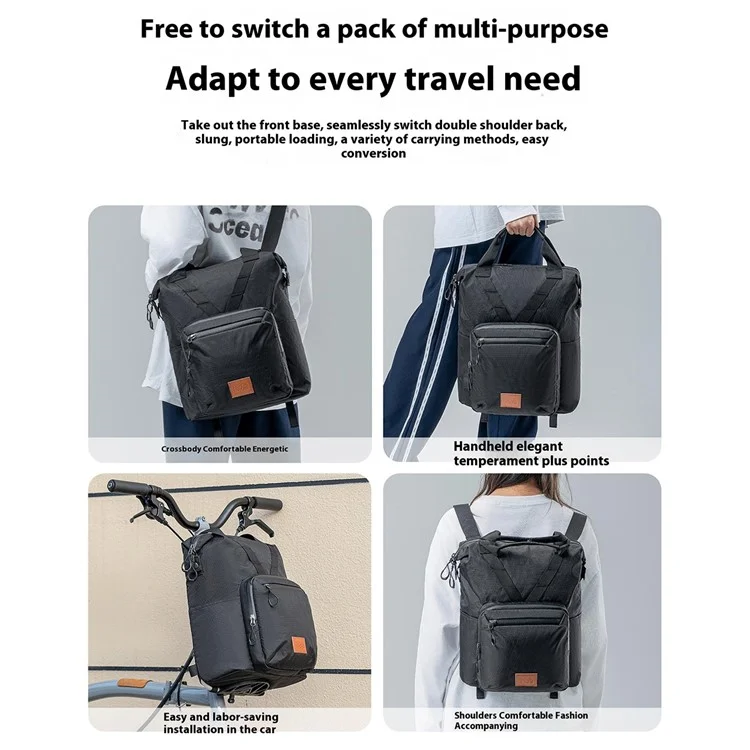 ROCKBROS 30110072 / H43 Sacoche pour vélo pliant Brompton Sac à dos de cyclisme Sacoche de voyage extérieur Grand et petit ensemble - Noir