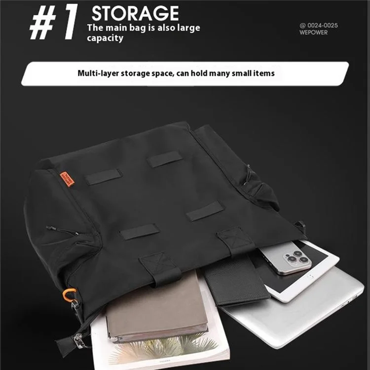WEPOWER 870 Lässige Reisetasche Leichte wasserdichte Nylon-Umhängetasche - Schwarz