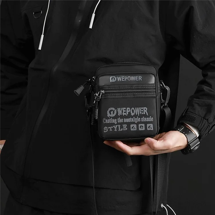 WEPOWER 3106 Men Fashion Nylon Shoulder Bag Outdoor Travel Crossbody Messenger Bag - Black