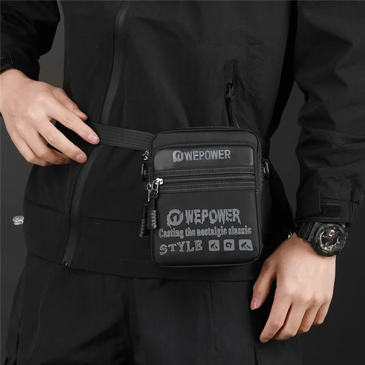 WEPOWER 3106 Men Fashion Nylon Shoulder Bag Outdoor Travel Crossbody Messenger Bag - Black