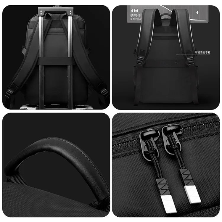 WEPOWER 1328 Sac à dos de voyage pour ordinateur portable professionnel en tissu 900D - Sac à dos double épaule pour étudiants - Noir