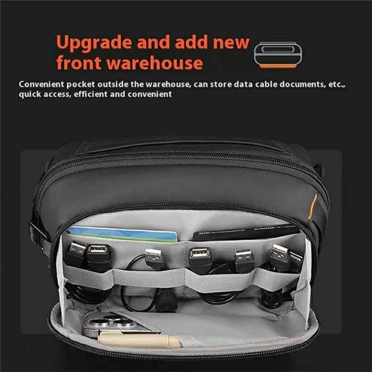 WEPOWER 1325 Waterproof Digital Cable Organizer Storage Pouch Portable Crossbody Shoulder Bag - Black