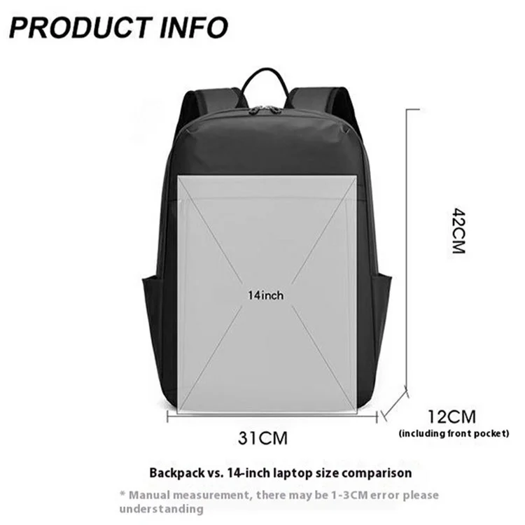 WEPOWER 3428 Business-Rucksack mit großem Fassungsvermögen, Laptoptasche, lässiger Schulrucksack, Pendler-Tagesrucksack - Schwarz