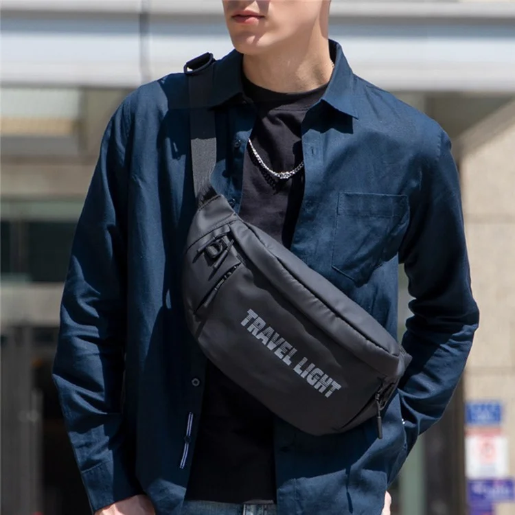 MARK RYDEN MR901 Letters Print Waterproof Shoulder Bag for Men Crossbody Bag with Quick Release Buckle - Black+Grey