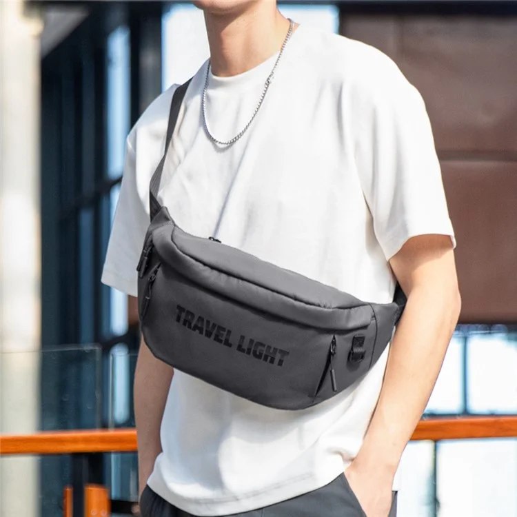 MARK RYDEN MR901 Letters Print Waterproof Shoulder Bag for Men Crossbody Bag with Quick Release Buckle - Black+Grey