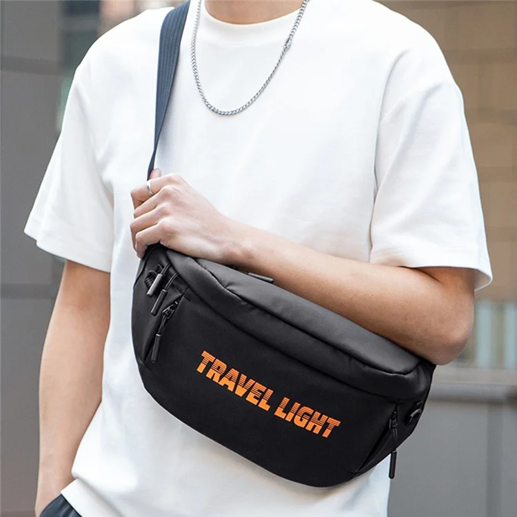 MARK RYDEN MR901 Letters Print Waterproof Shoulder Bag for Men Crossbody Bag with Quick Release Buckle - Black+Grey