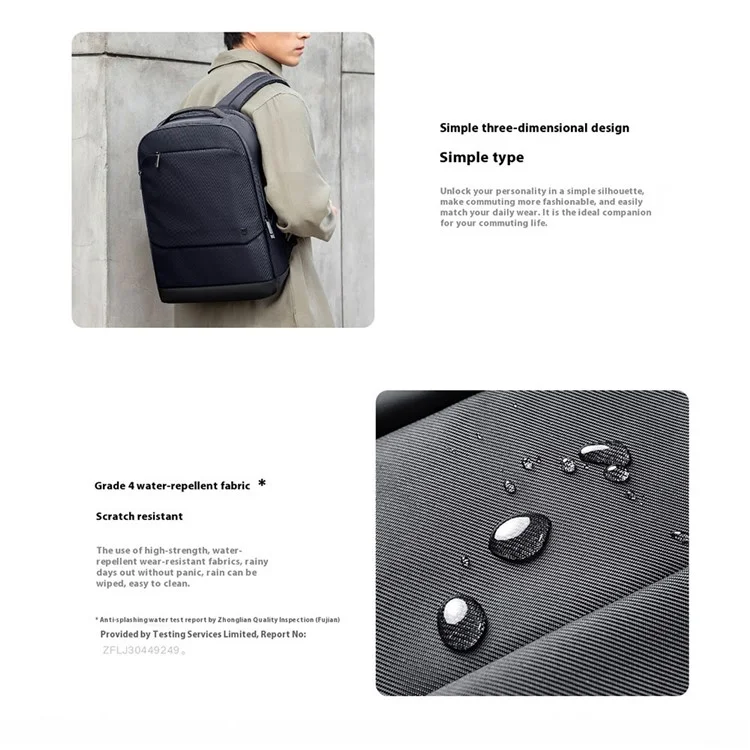 XIAOMI MIJIA Business-Rucksack 20L Laptop Zweischulter-Tasche Polyester Wasserdicht Reise-Daypack - Schwarz