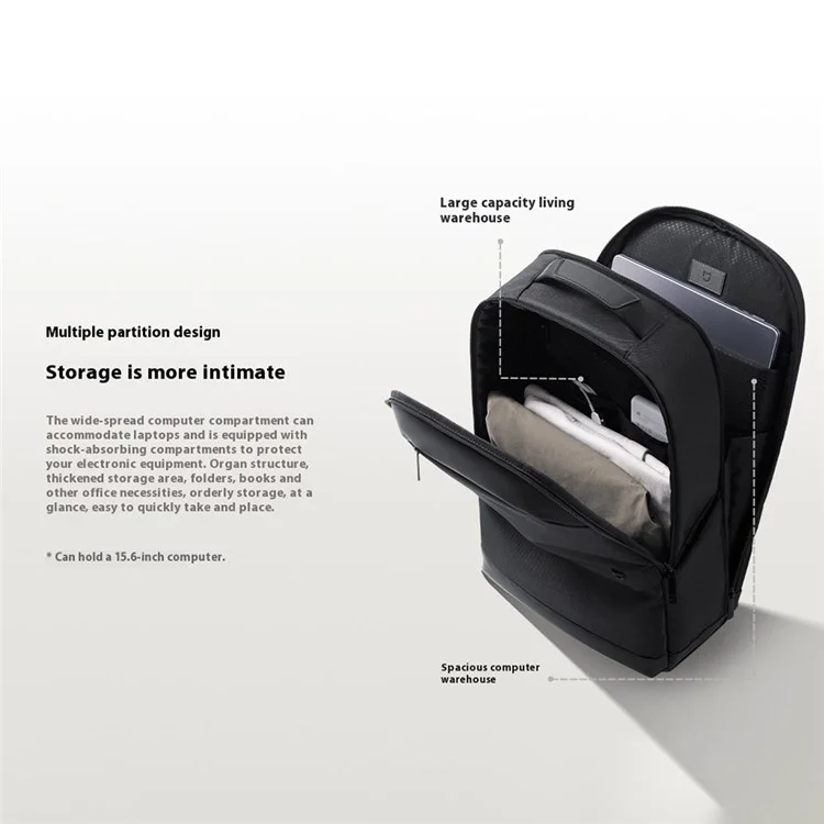 XIAOMI MIJIA Business-Rucksack 20L Laptop Zweischulter-Tasche Polyester Wasserdicht Reise-Daypack - Schwarz