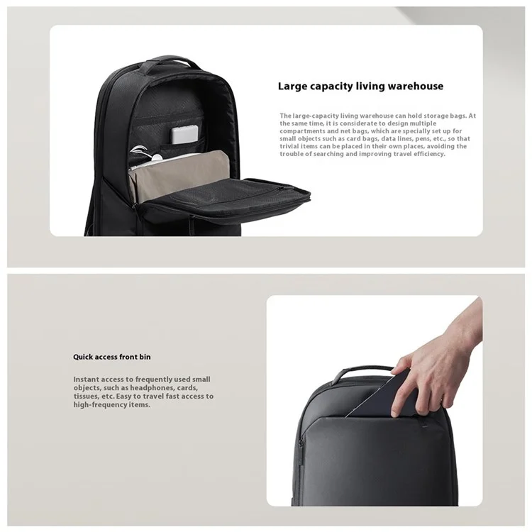 XIAOMI MIJIA Business-Rucksack 20L Laptop Zweischulter-Tasche Polyester Wasserdicht Reise-Daypack - Schwarz
