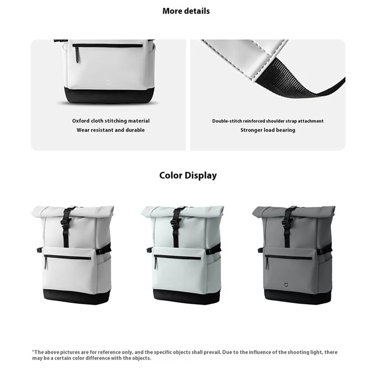 XIAOMI MIJIA 23L Casual Backpack Roll Top Design Multi Compartment Waterproof Polyester Daypack - Grey