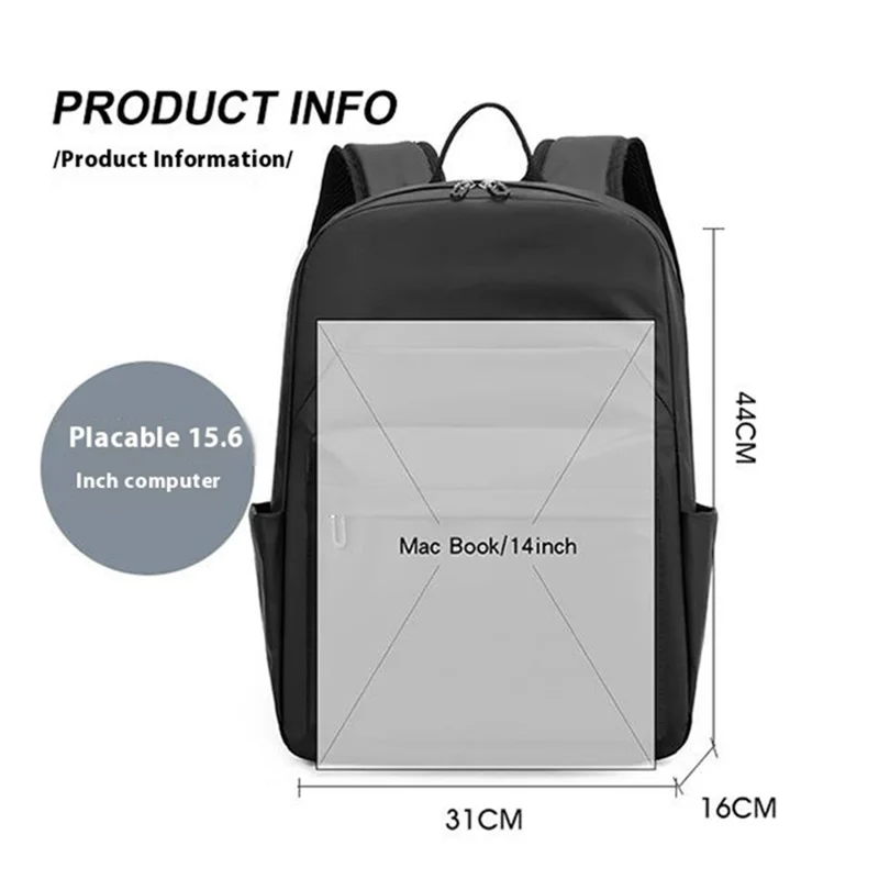 WEPOWER 3425 Men Backpack Business Casual Daypack Outdoor Travel Waterproof Double Shoulder Bag - Black