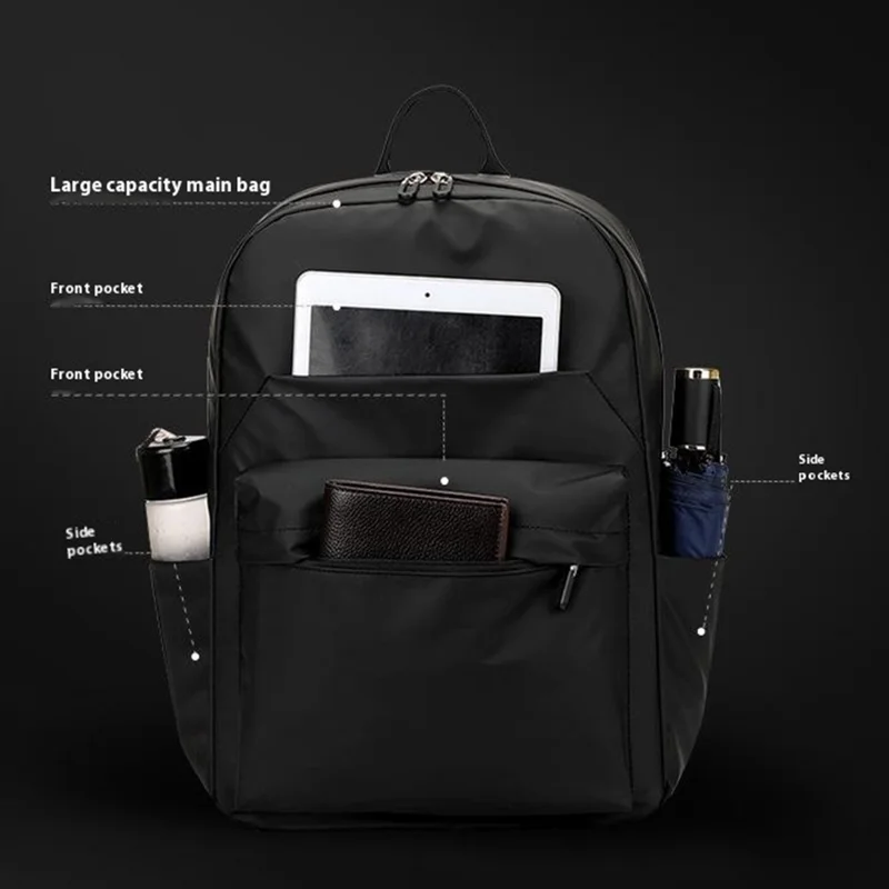 WEPOWER 3425 Men Backpack Business Casual Daypack Outdoor Travel Waterproof Double Shoulder Bag - Black