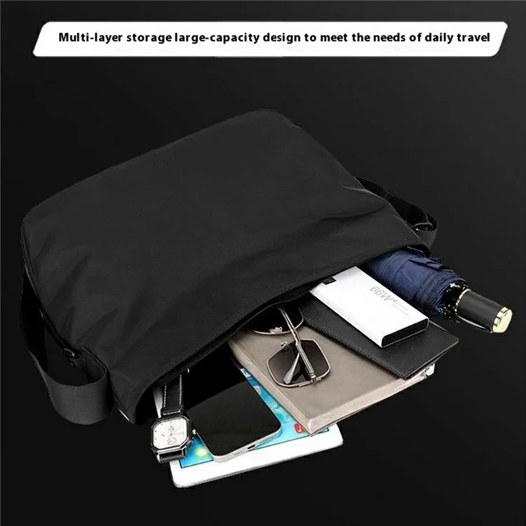 WEPOWER 2162 Travel Crossbody Bag Waterproof Nylon Men Commute Large Capacity Messenger Bag - Black
