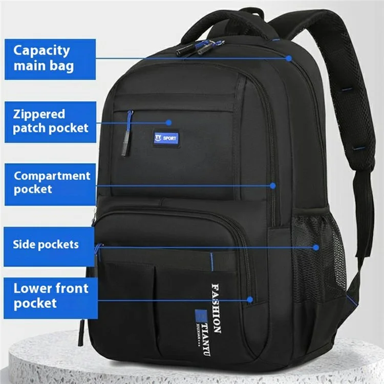 Lässiger Reise-Laptop-Rucksack 15 Zoll aus Oxford-Stoff für Männer und Frauen - Leichter Tagesrucksack in Blau