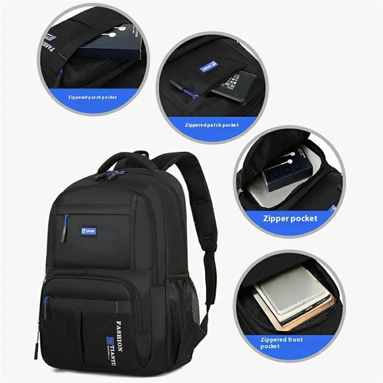 Lässiger Reise-Laptop-Rucksack 15 Zoll aus Oxford-Stoff für Männer und Frauen - Leichter Tagesrucksack in Blau