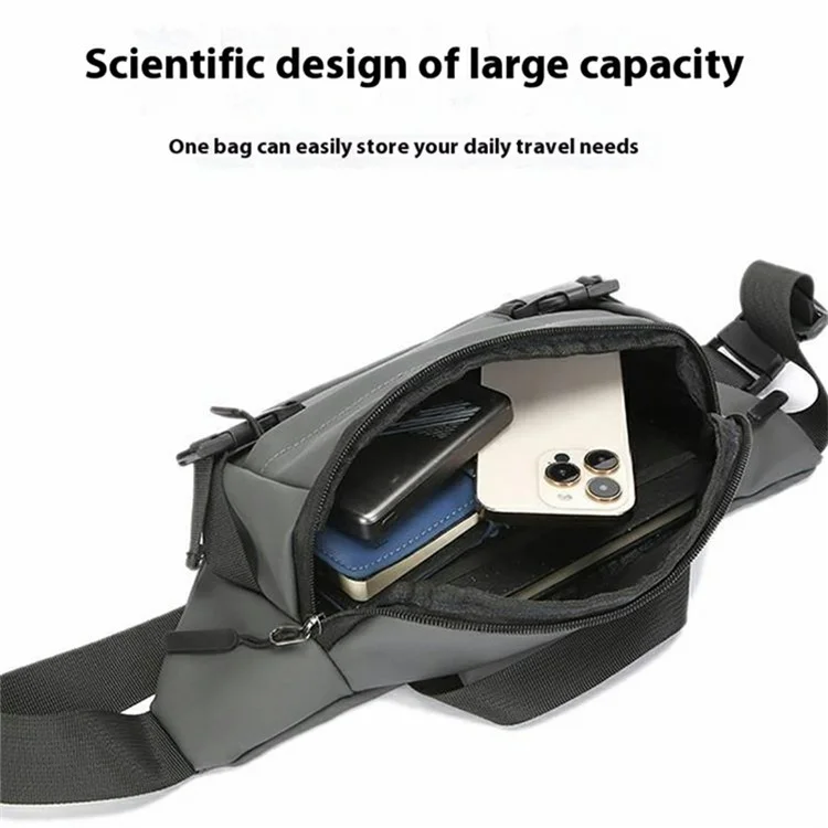 Bolsa Transversal Masculina Tiracolo Pochete Casual para Viagem e Uso Diário - Cinza Escuro