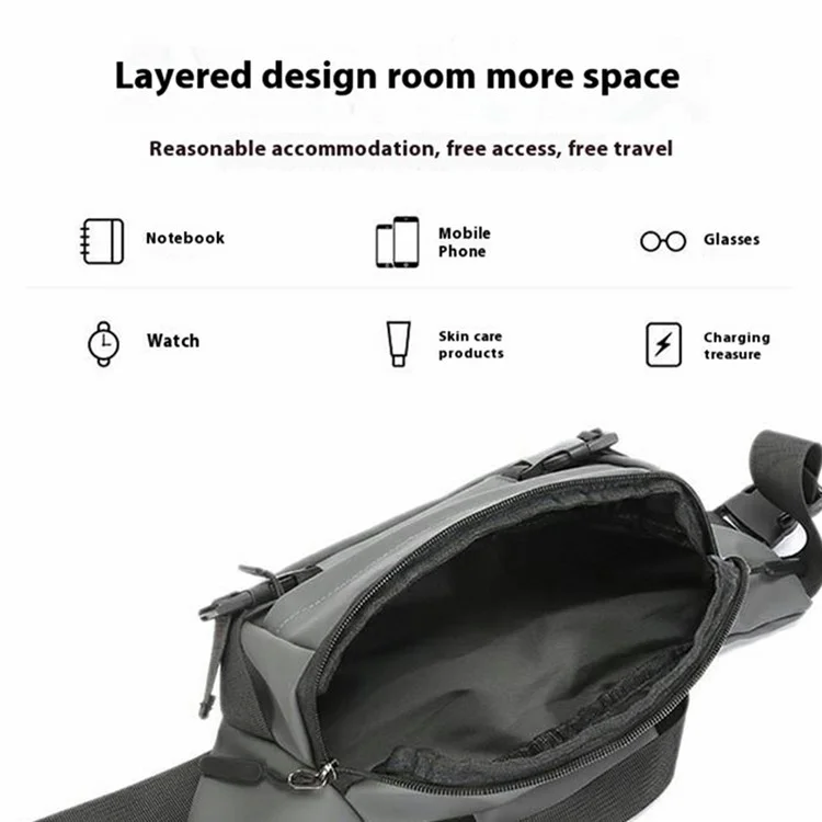Bolsa Transversal Masculina Tiracolo Pochete Casual para Viagem e Uso Diário - Cinza Escuro