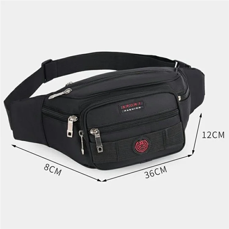 Waterproof Sports Waist Pack for Men Women Fanny Pack Crossbody Bags with Zipper Pockets - Black
