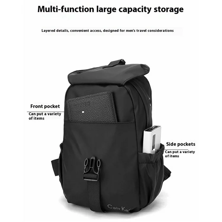 Bolso bandolera para hombre resistente al agua, para uso diario, viaje y desplazamientos - Negro
