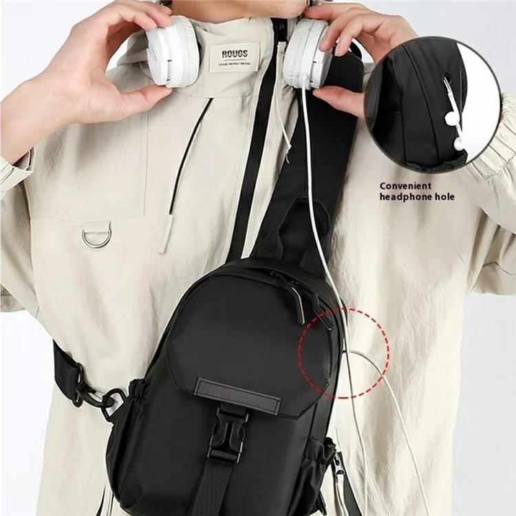 Bolso bandolera para hombre resistente al agua, para uso diario, viaje y desplazamientos - Negro