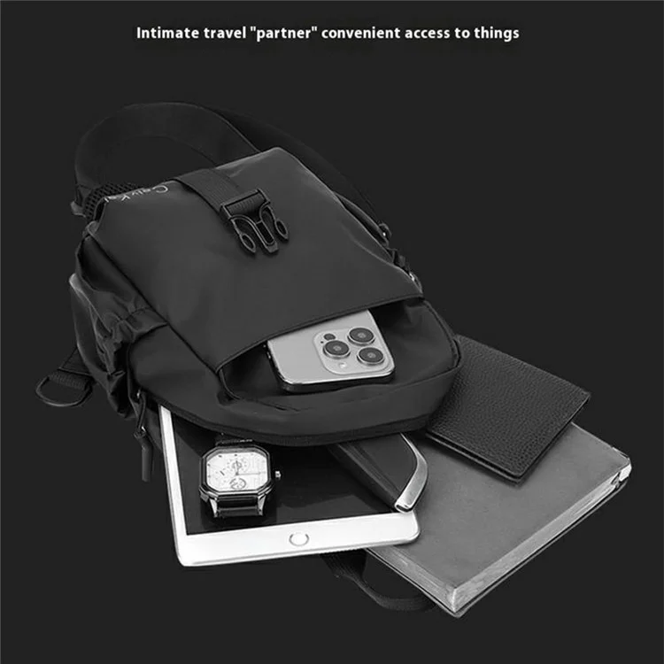 Bolso bandolera para hombre resistente al agua, para uso diario, viaje y desplazamientos - Negro