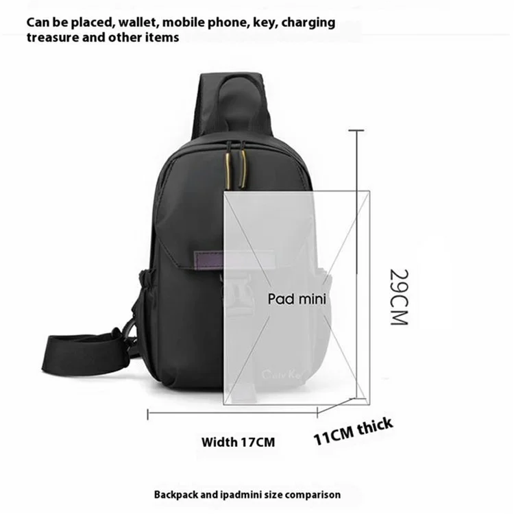 Bolso bandolera para hombre resistente al agua, para uso diario, viaje y desplazamientos - Negro