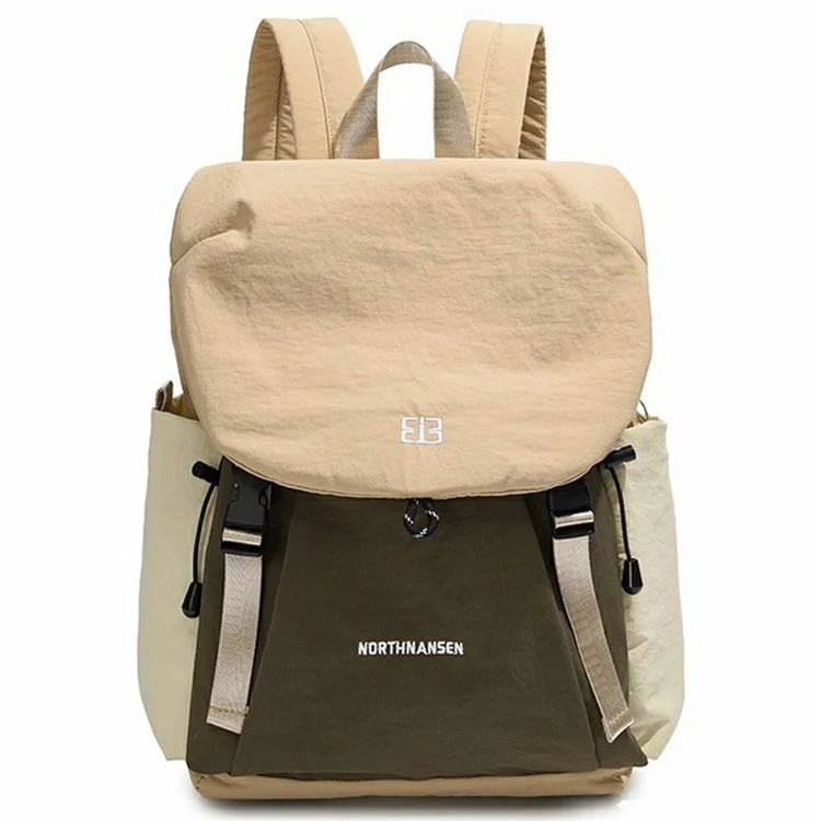 Outdoor Travel Backpack College Students Women Casual Lightweight Oxford Cloth Water Resistant Daypack - Khaki