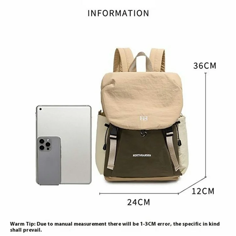 Outdoor Travel Backpack College Students Women Casual Lightweight Oxford Cloth Water Resistant Daypack - Khaki