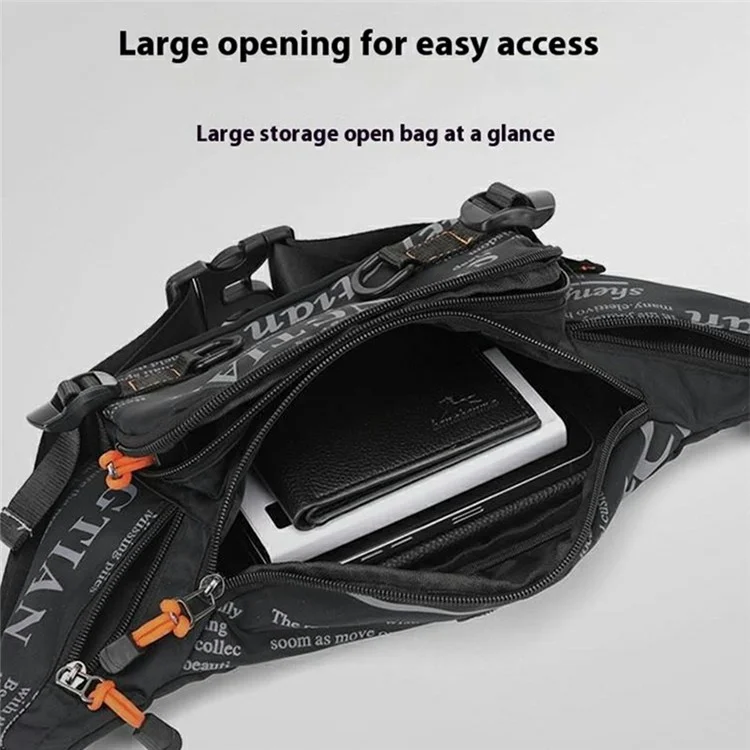 Bolsa de Cintura Masculina Moda Nylon Impermeável Transversal de Ombro Único Esportiva Pequena Pochete - Preto