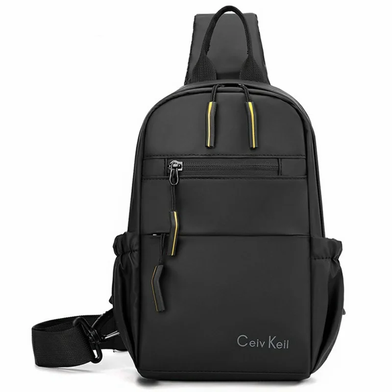 Men Chest Bag Casual Crossbody Bag Large Capacity Waterproof Single Shoulder Bag - Black