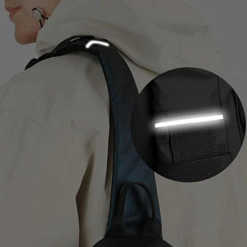 Men Chest Bag Casual Crossbody Bag Large Capacity Waterproof Single Shoulder Bag - Black