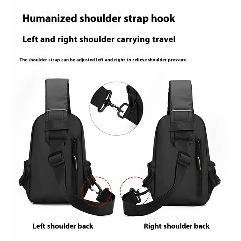 Men Chest Bag Casual Crossbody Bag Large Capacity Waterproof Single Shoulder Bag - Black